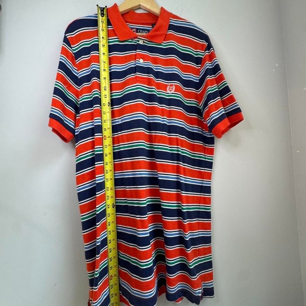 Chaps Polo Ralph Lauren Horizontal Striped Cotton Polo Shirt Mens Large - Picture 4 of 5